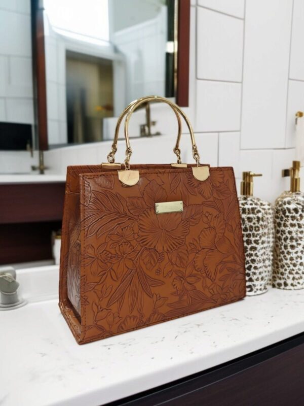 Aurum Embossed Luxe Tote Hand Bag - Image 3