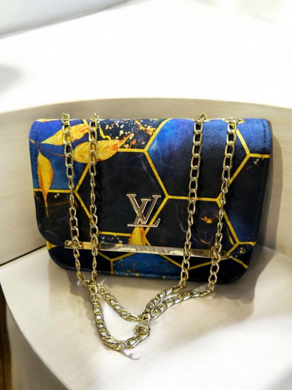 Dark Blue Chain Shoulder Bag for Women