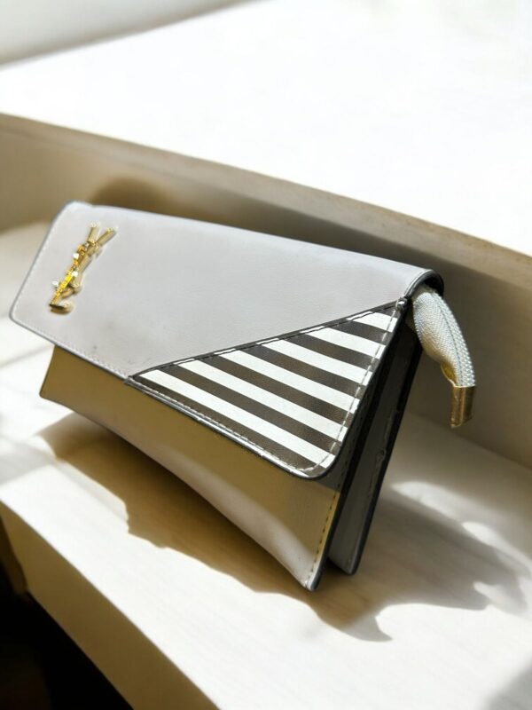 Striped Accent YSL-Inspired Envelope Clutch - Image 2