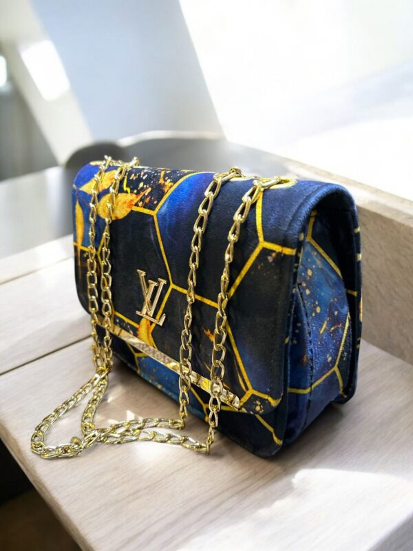 Dark Blue Chain Shoulder Bag for Women - Image 2