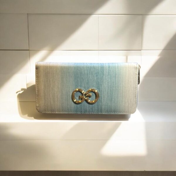 Pink & Bluish Single Zip Clutch