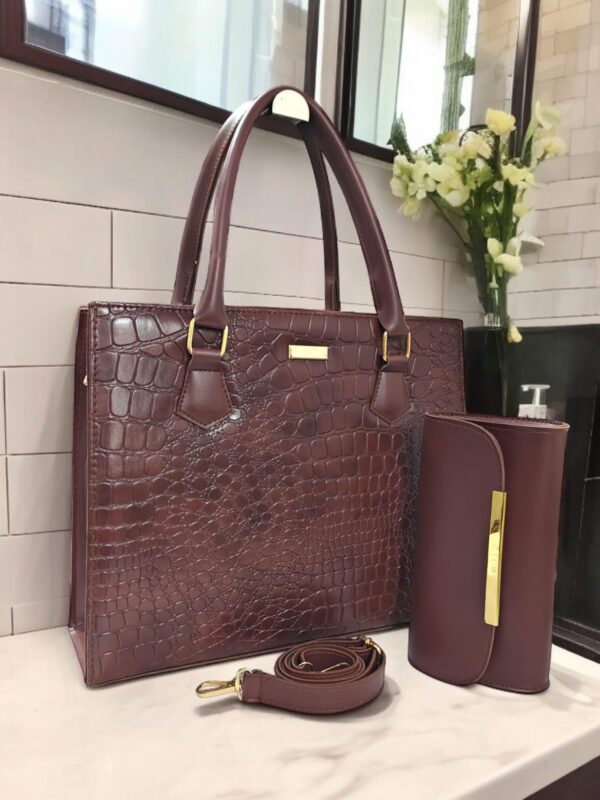 Aurum Leather 2 Pc Hand Bag - Image 4