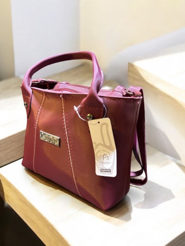 Compact Maroon Hand Bag - Image 2