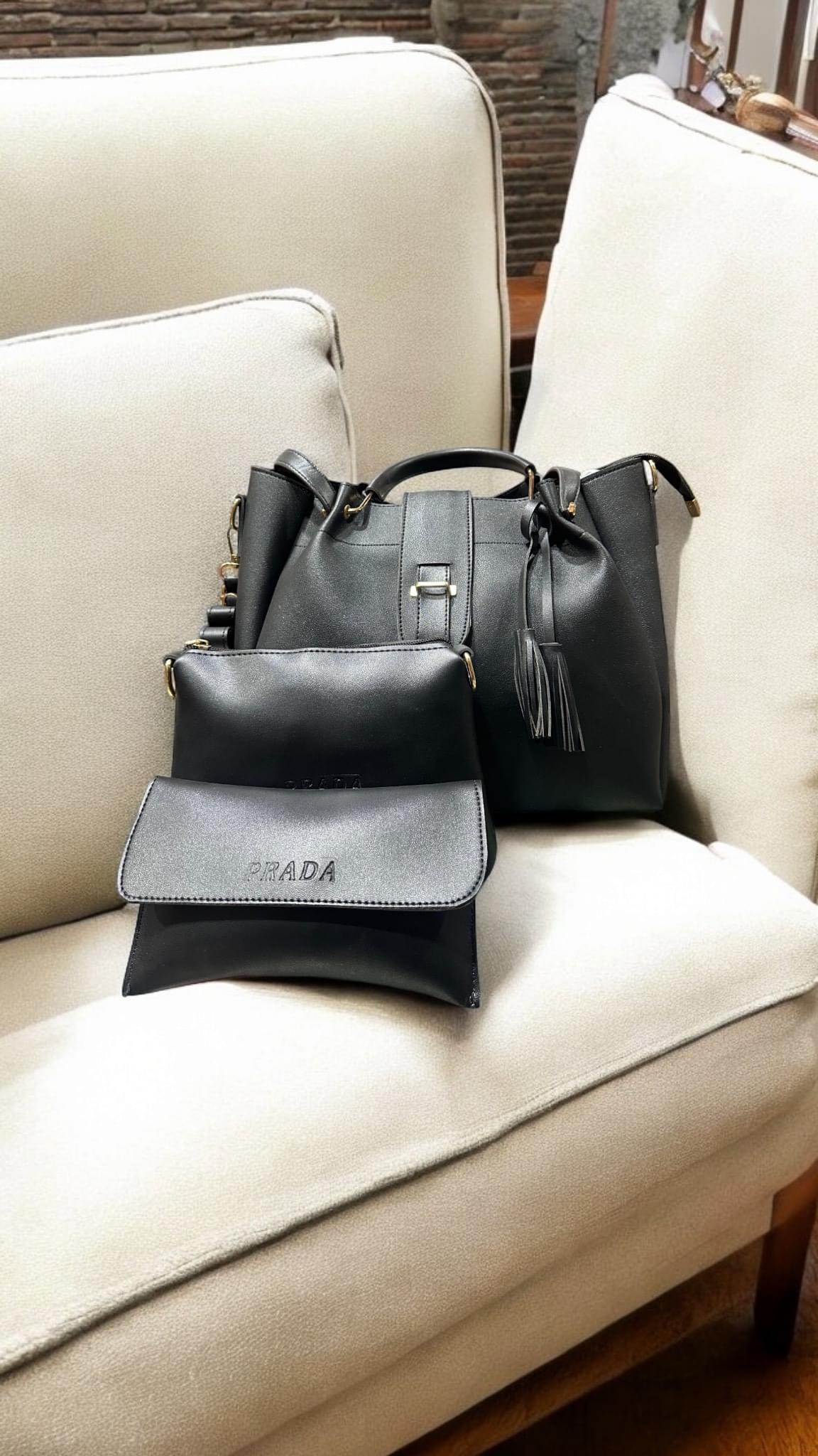 Black Elegance Trio Hand Bag