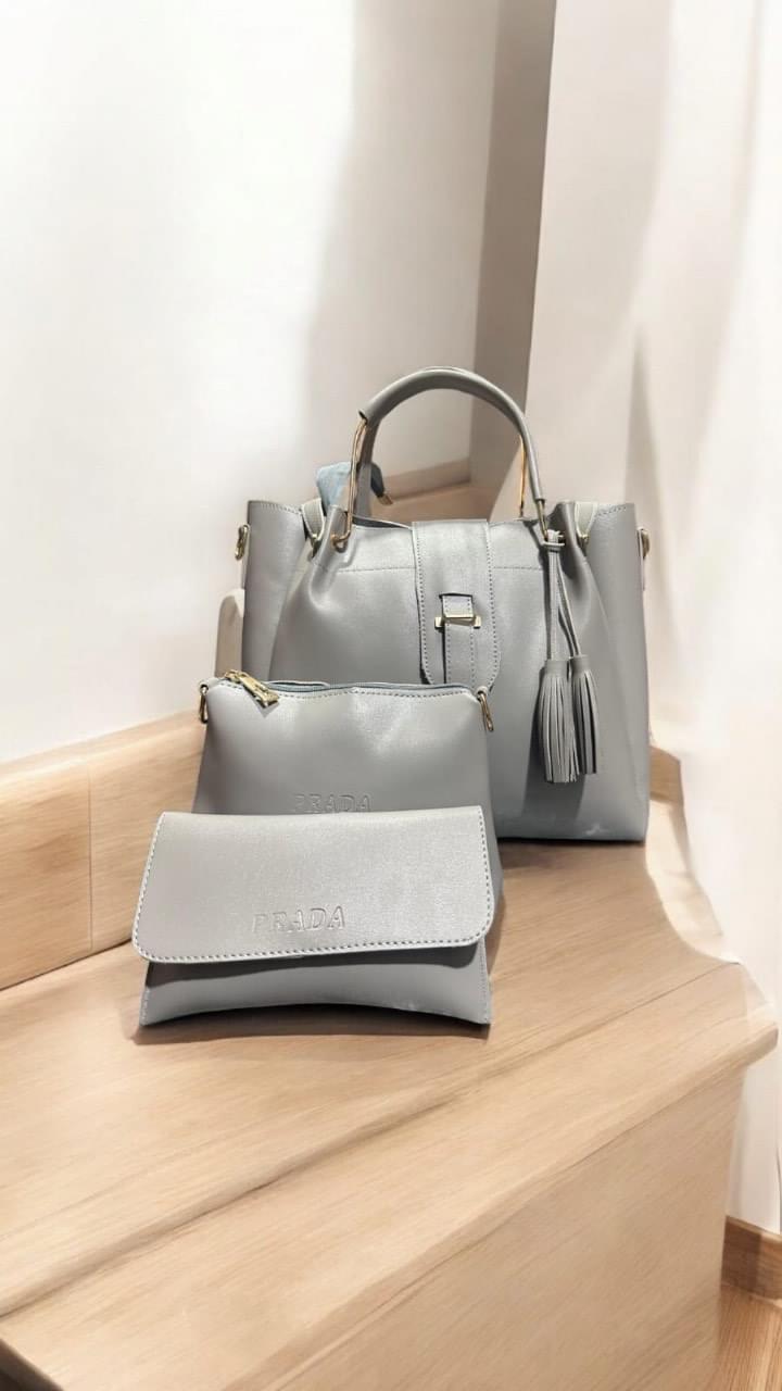 Grey Luxe Trio Hnad Bag